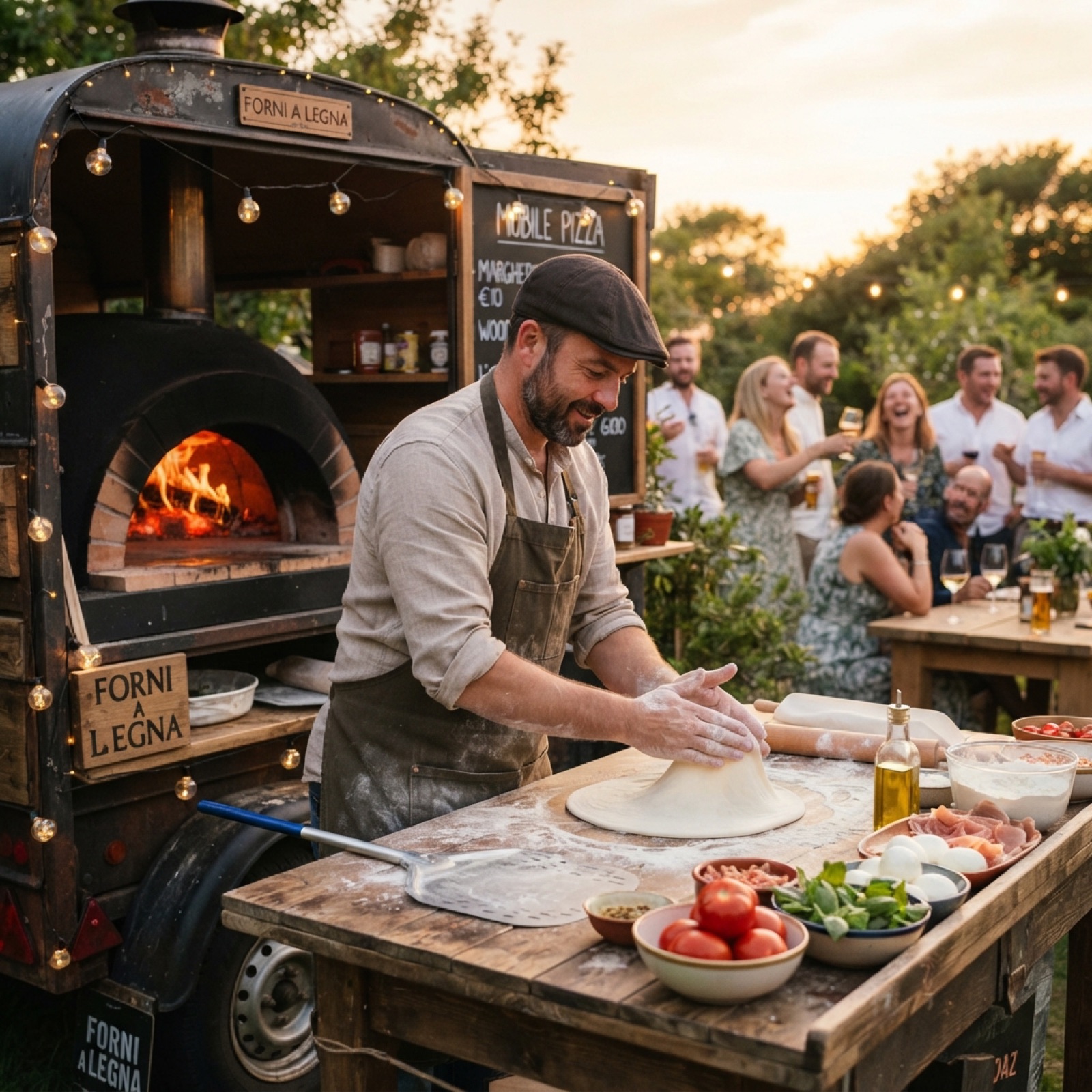 Pizza-Catering mit dem Pizza-Anhänger auf einer Veranstaltung